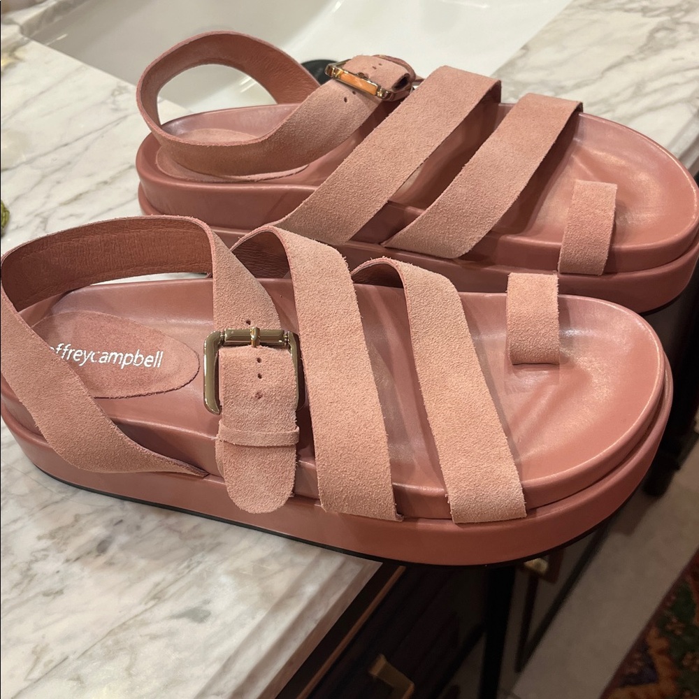 NWOT Free People x Jeffrey Campbell Getaway Footbed Suede Sandals - Picture 4 of 8